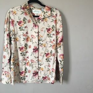 Women’s floral Orvis Blouse Size 8 100% silk